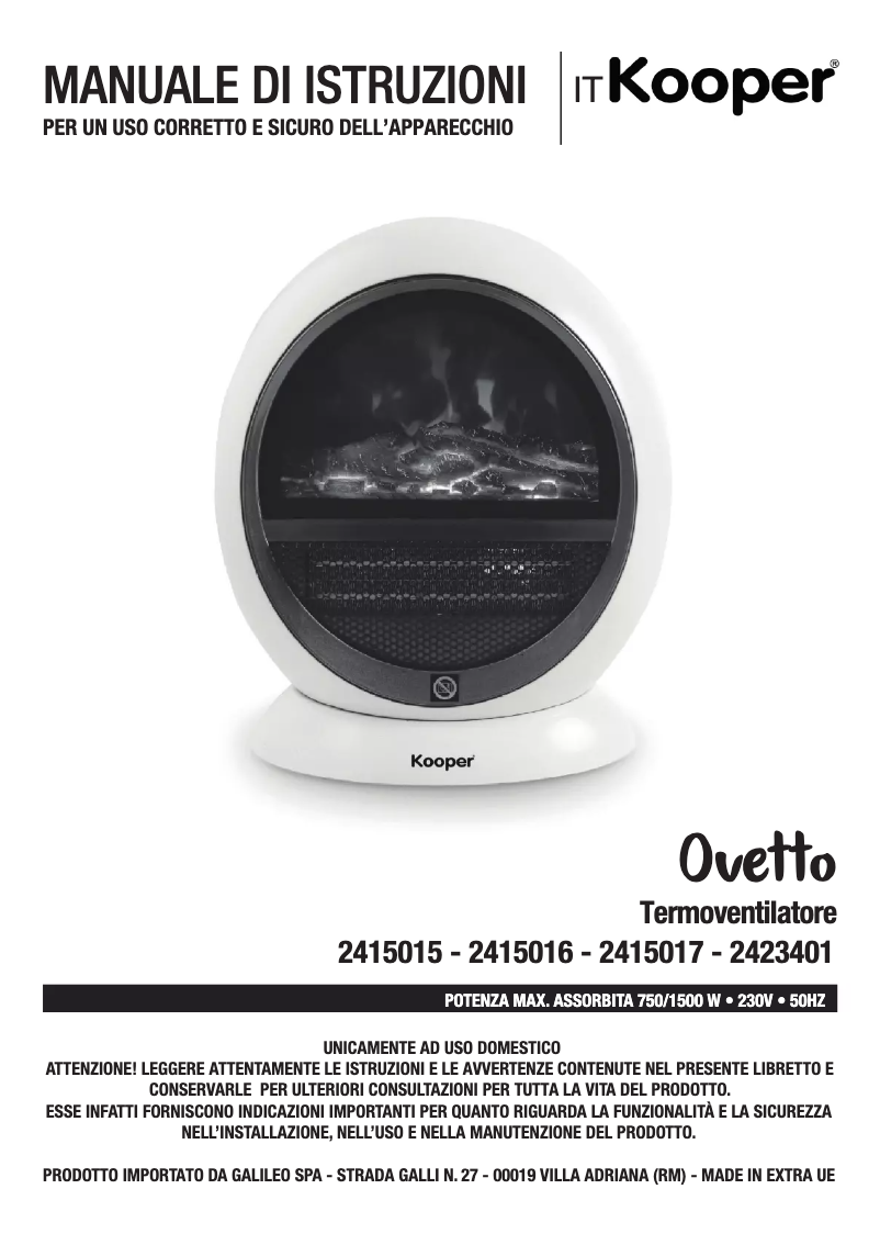 Page 1 de la notice Manuel utilisateur Kooper 2415017
