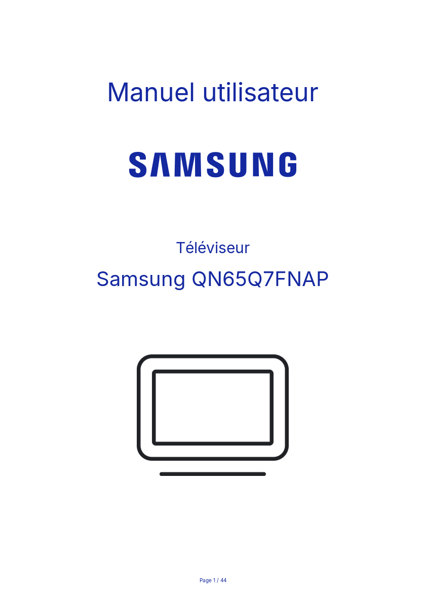 Page n°1 - Manuel utilisateur Samsung QN65Q7FNAP