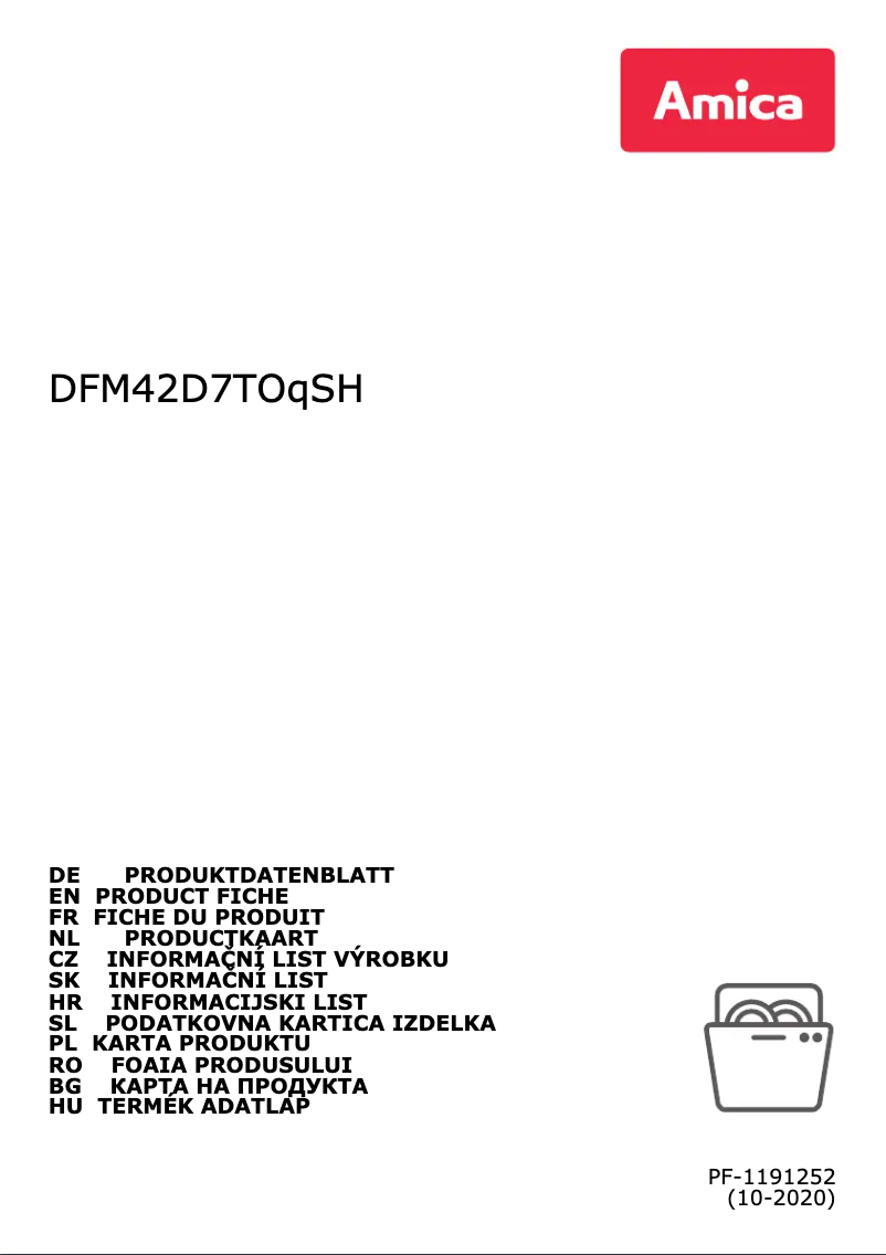 Page 1 de la notice Manuel utilisateur Amica DFM42D7TOqSH