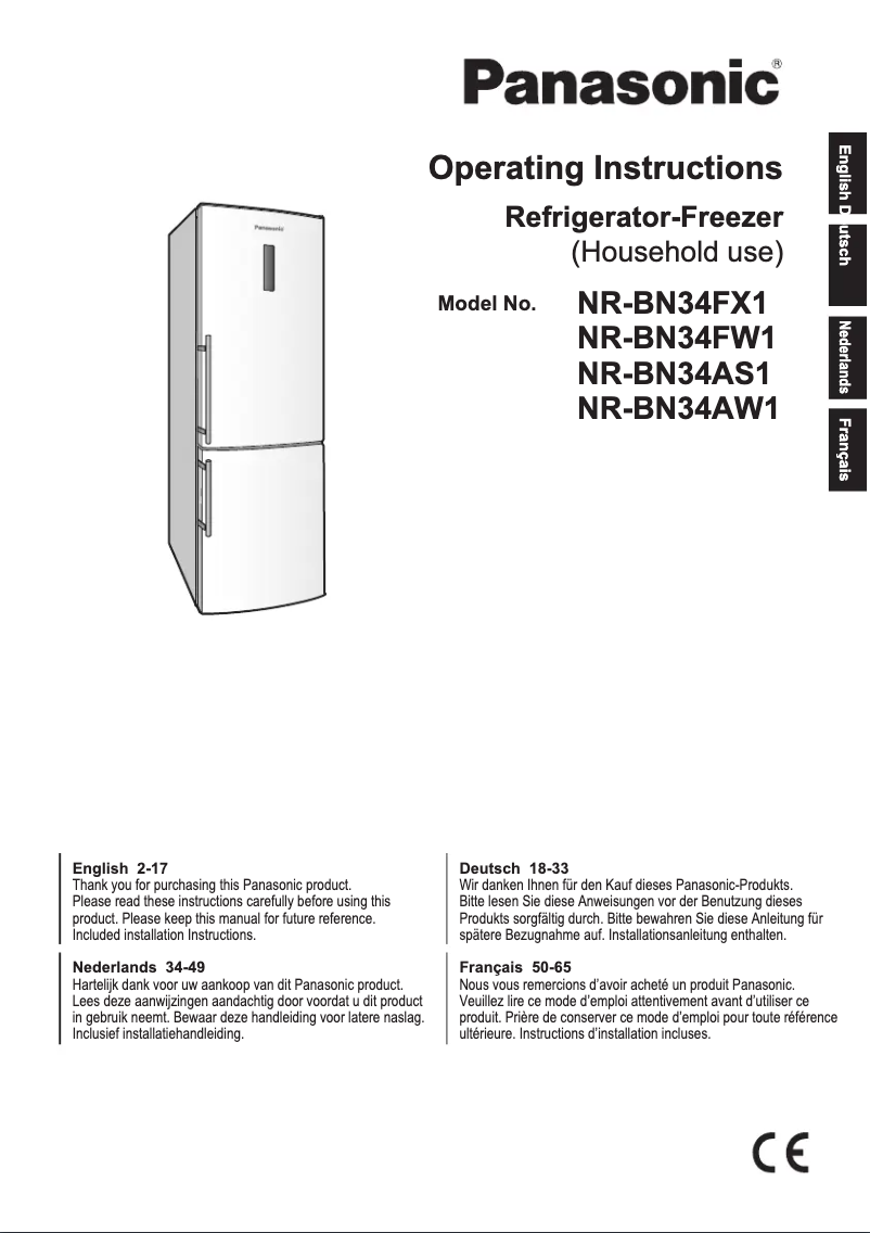 Page 1 de la notice Manuel utilisateur Panasonic NR-BN34AS1