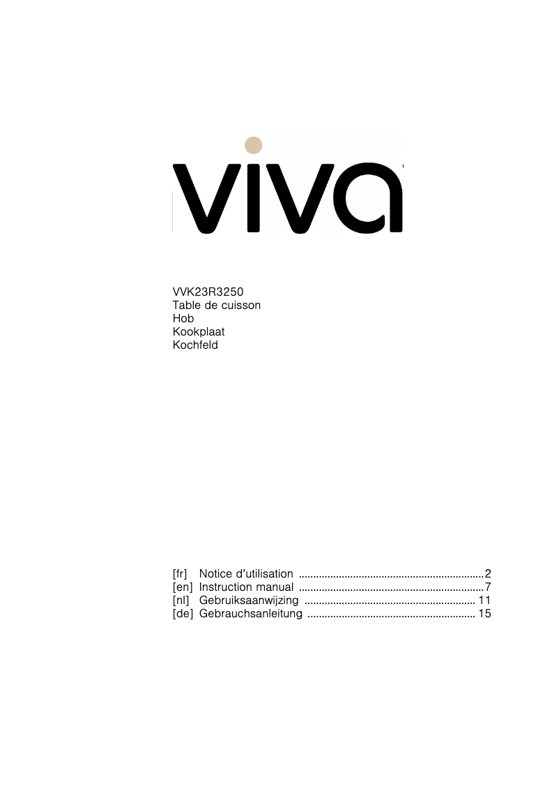 Page n°1 - Manuel utilisateur Viva VVK23R3250