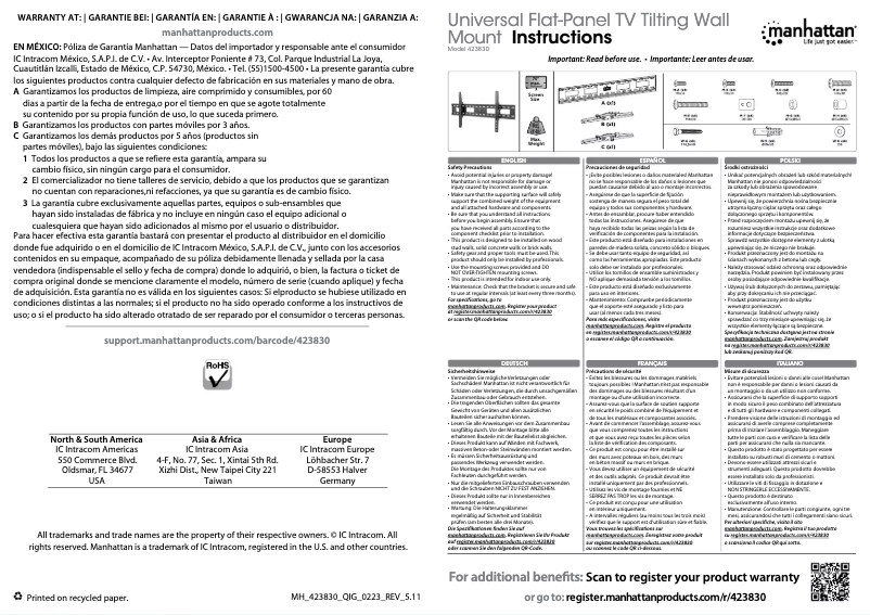 Página 1 del manual Manual de usuario Manhattan 423830