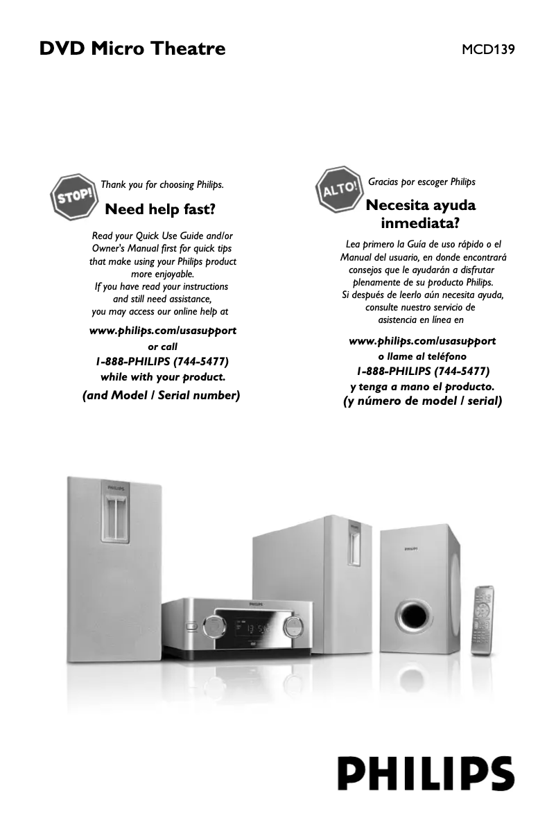 Page 1 de la notice Manuel utilisateur Philips MCD139/37