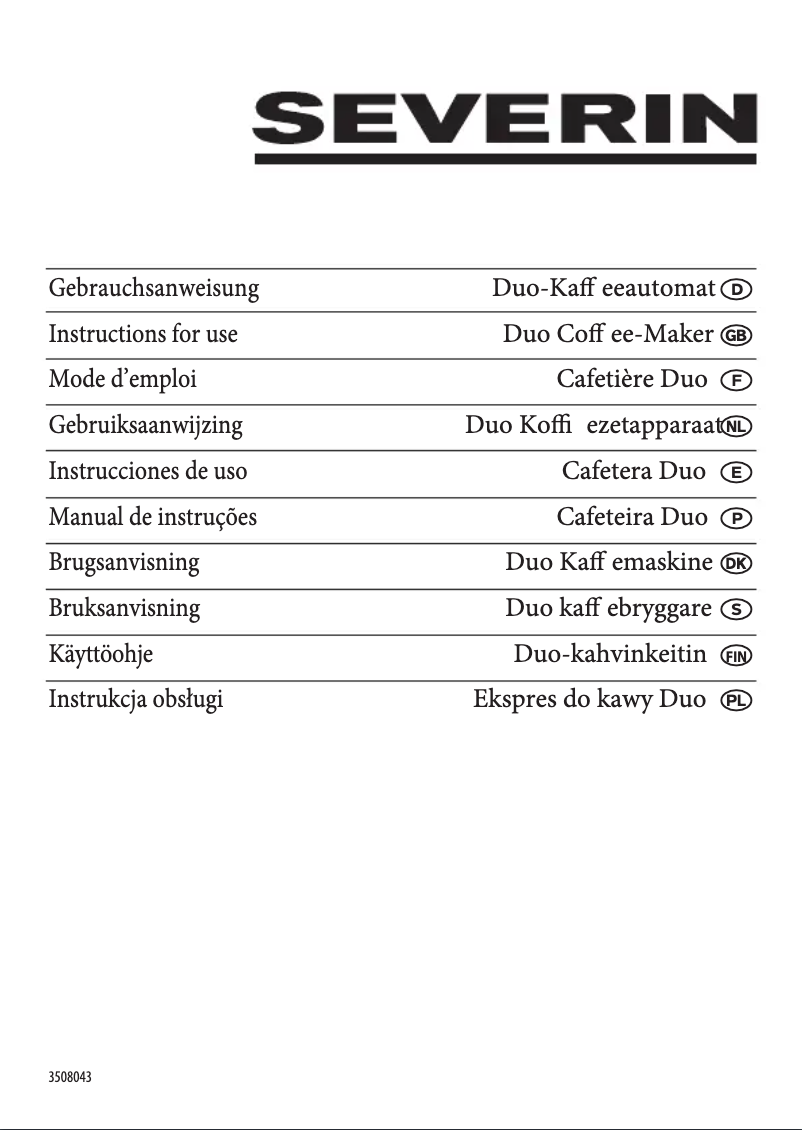 Page 1 de la notice Manuel utilisateur Severin KA 5801