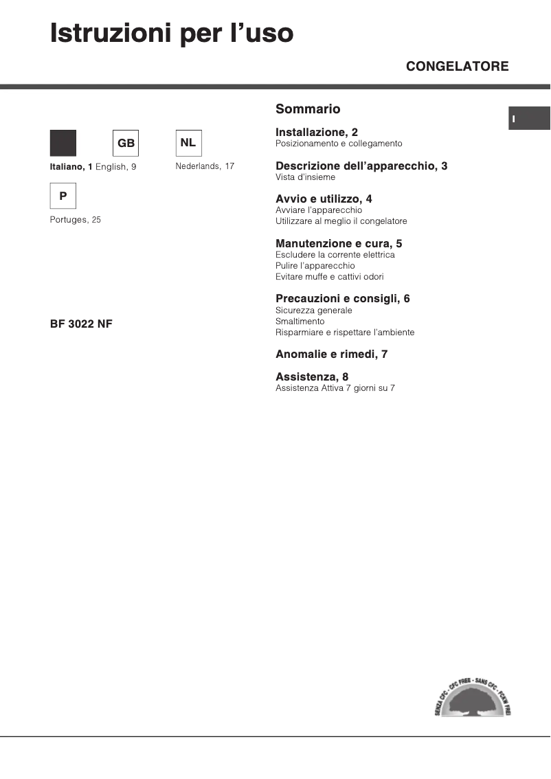 Page 1 de la notice Manuel utilisateur Hotpoint BF 3022 NF