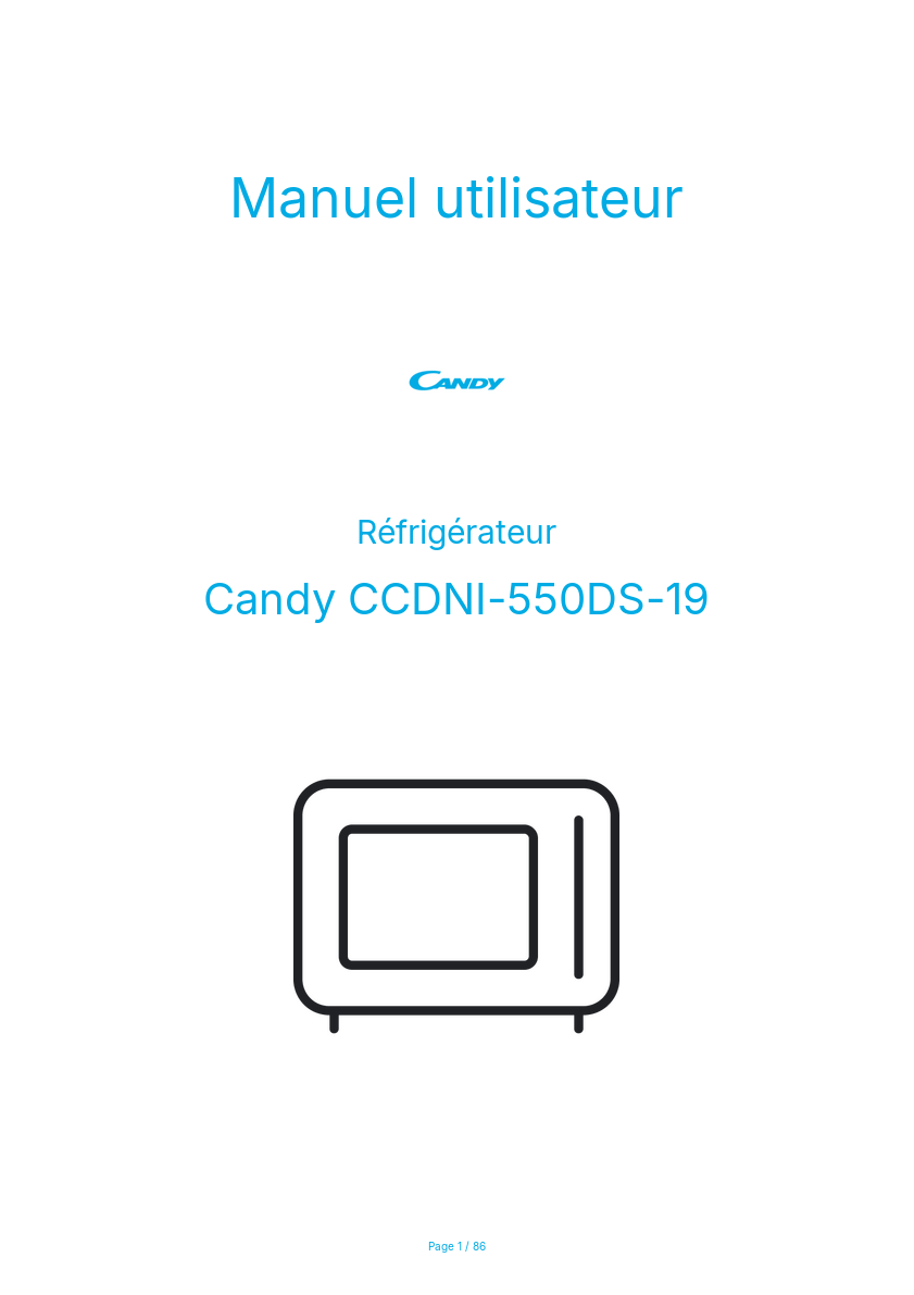 Page n°1 - Manuel utilisateur Candy CCDNI-550DS-19
