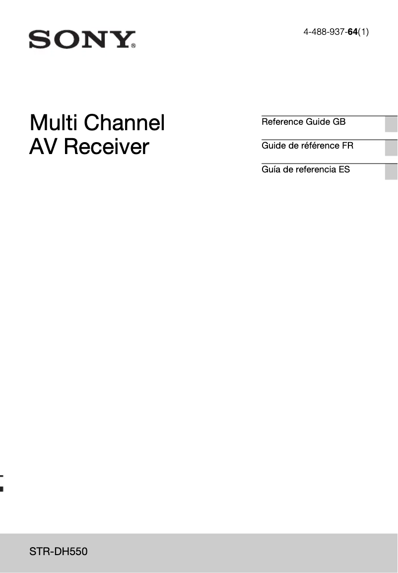 Page 1 de la notice Manuel utilisateur Sony STR-DH550