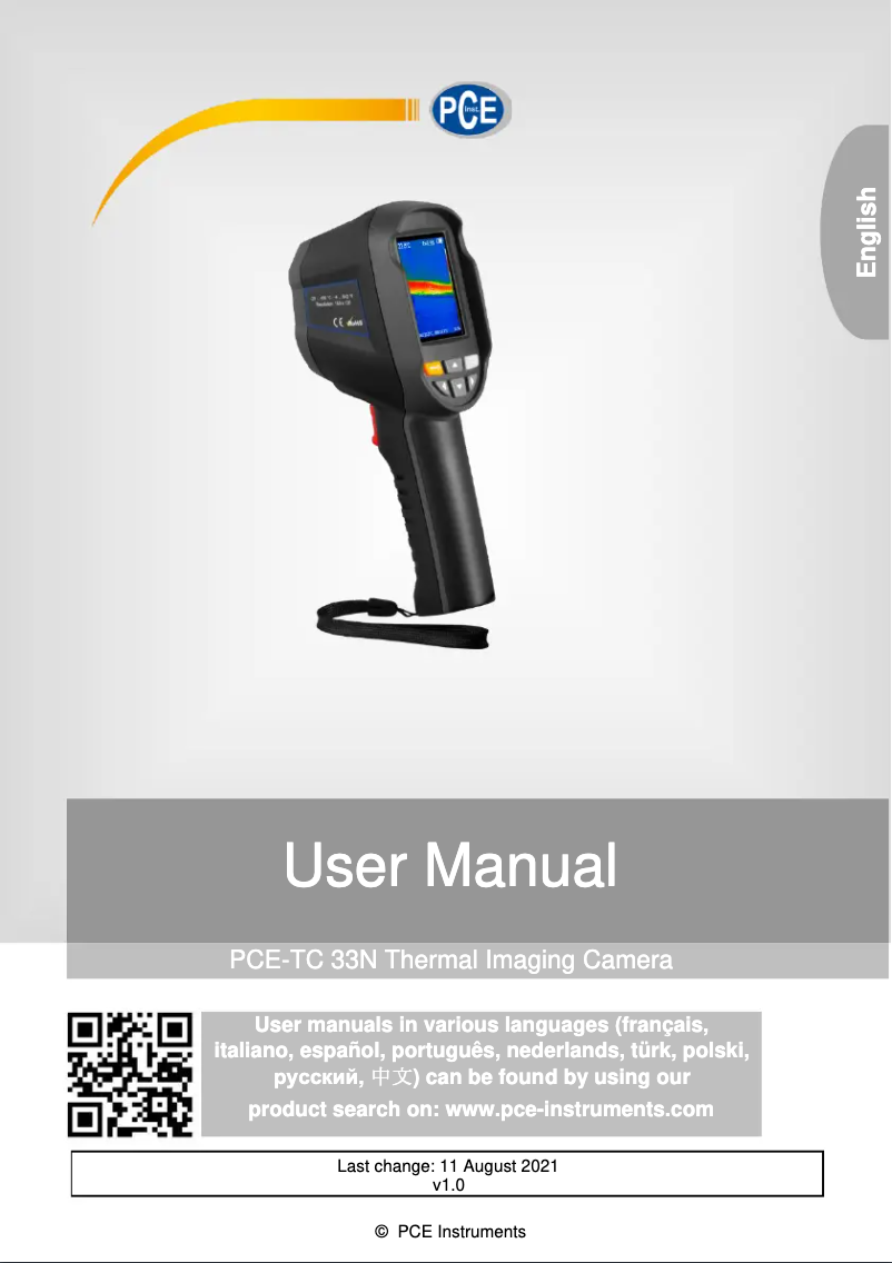 Image de la première page du manuel de l'appareil PCE-TC 33N