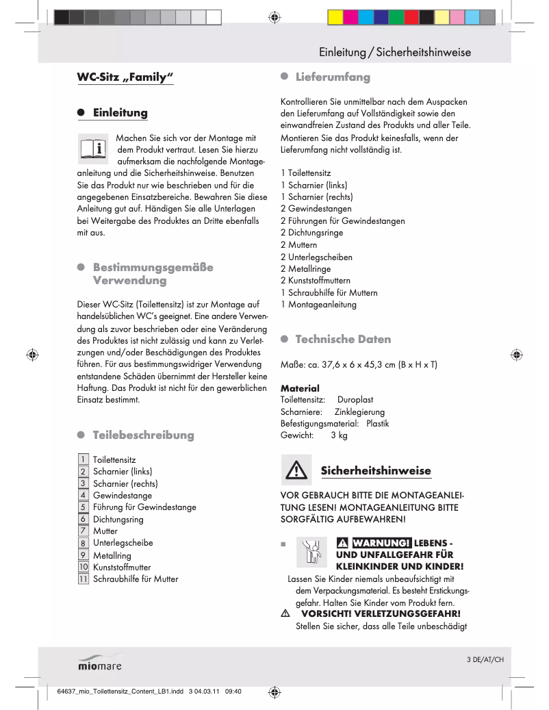 Image de la première page du manuel de l'appareil IAN 64637