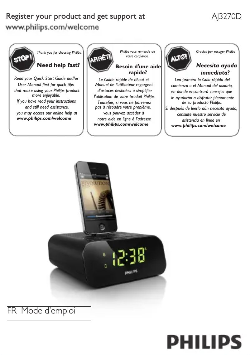 Page 1 de la notice Manuel utilisateur Philips AJ3270D