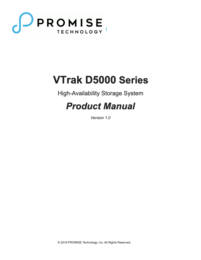 Image de la première page du manuel de l'appareil VTrak D5800fxD