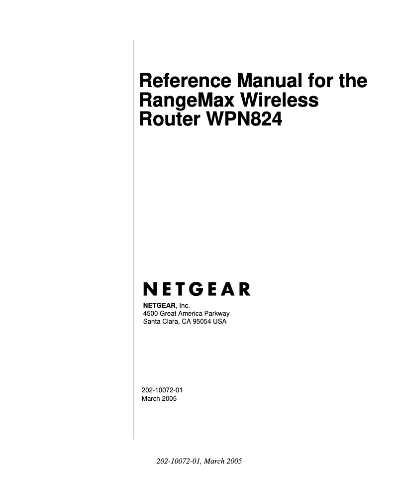 Page 1 de la notice Manuel utilisateur Netgear WPN824v2