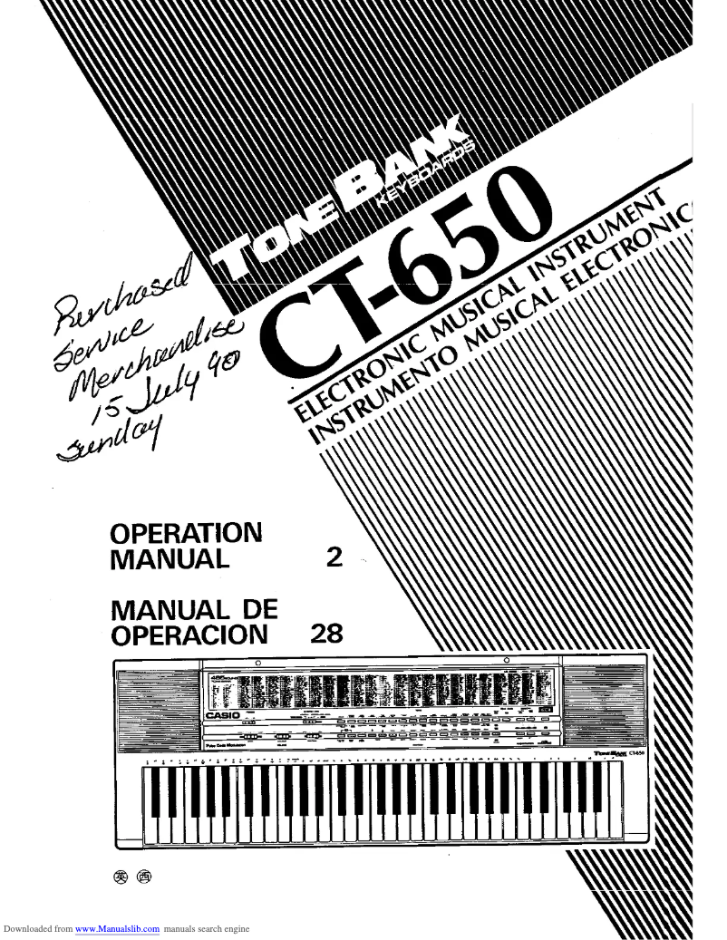 Page 1 de la notice Manuel utilisateur Casio ToneBank CT-650