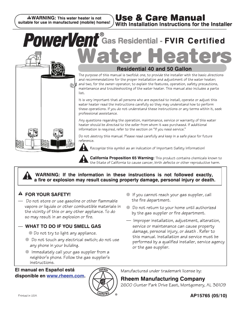 Imagen de la primera página del manual del dispositivo GP50T06PVT