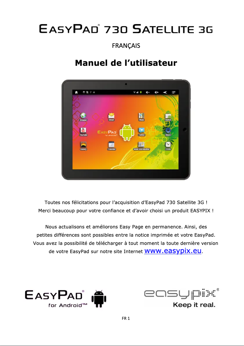 First page image of the manual for EasyPad 730