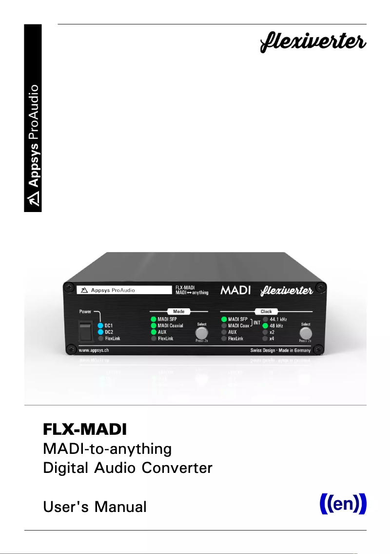 Página 1 del manual Manual de usuario Appsys ProAudio FLX-MADI