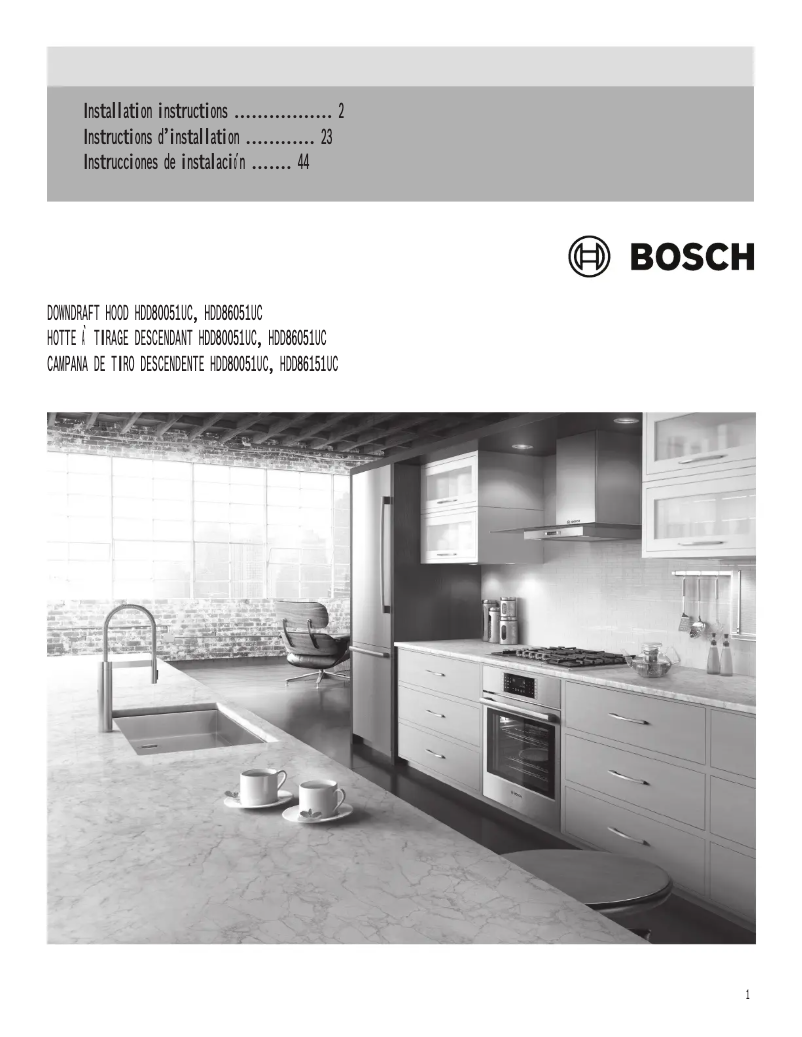 Page 1 de la notice Guide d'installation Bosch HDD86051UC
