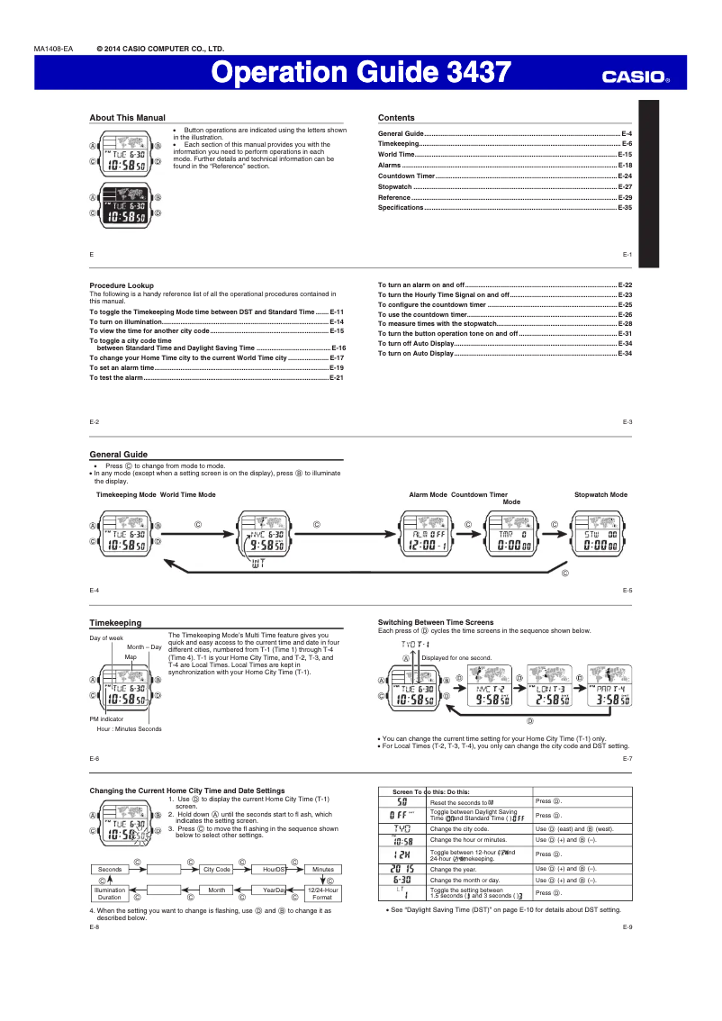Page 1 de la notice Manuel utilisateur Casio Collection A500WEA-1EF