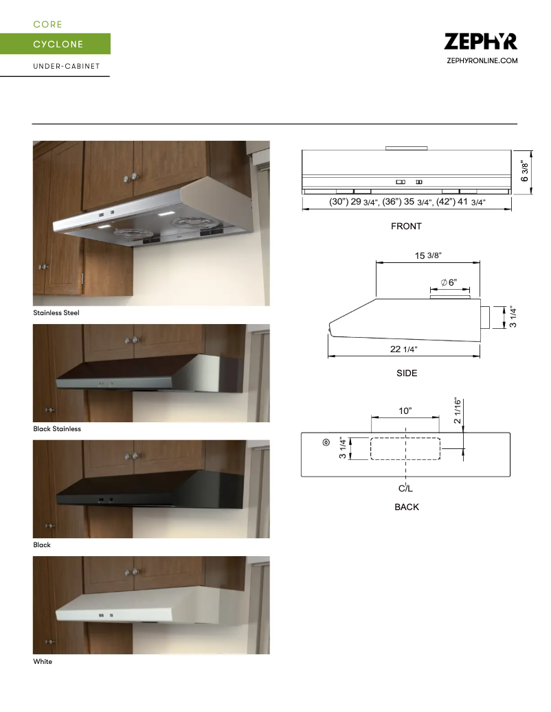 Página 1 del manual Ficha técnica Zephyr AK6500CBS