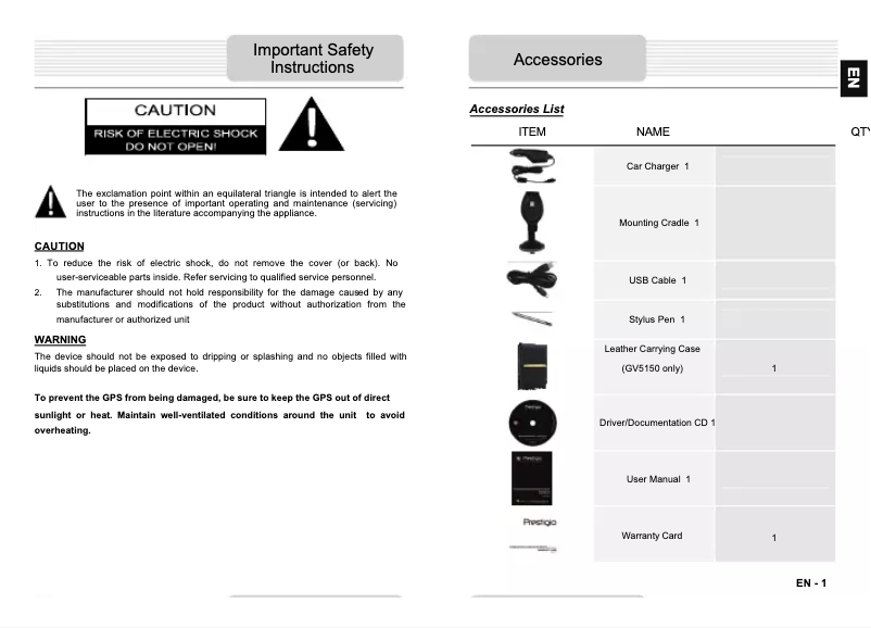 Image de la première page du manuel de l'appareil GeoVision 4150 Navitel