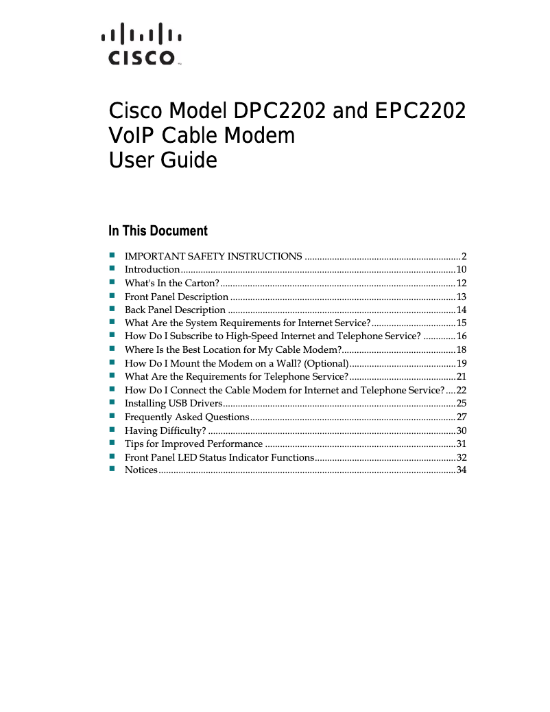 Page n°1 - Manuel utilisateur Cisco DPC2202