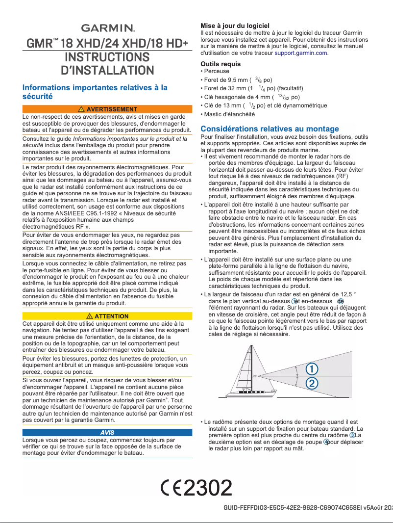 Page 1 de la notice Guide d'installation Garmin GMR 24 xHD