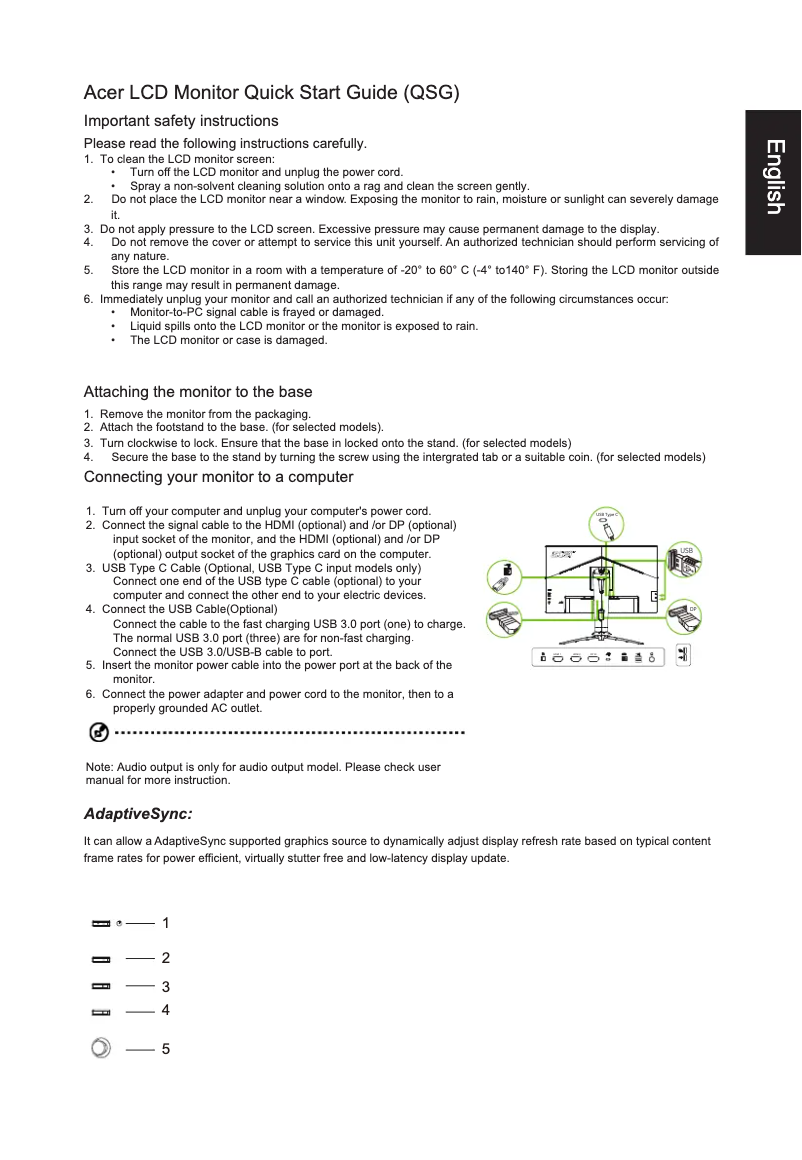 Page n°1 - Guide de démarrage rapide Acer Predator XB273UGX