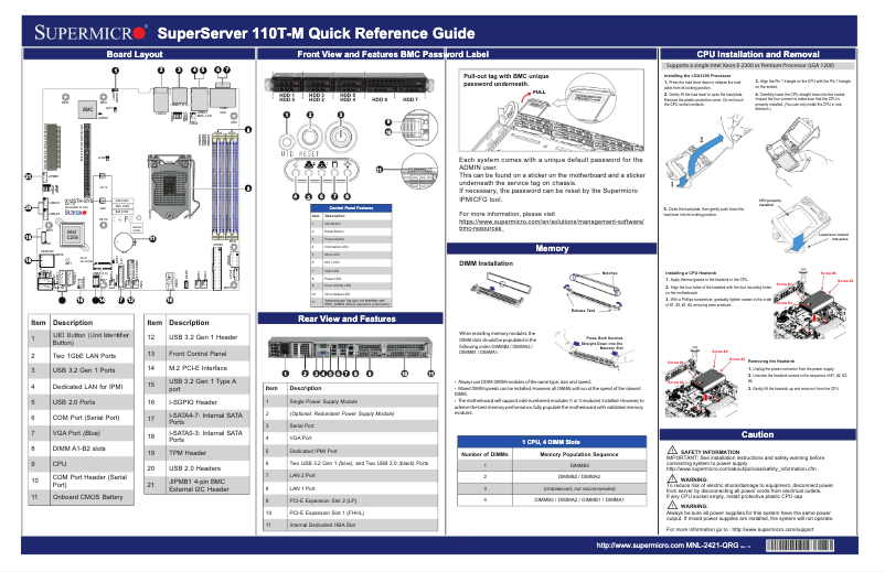 Image de la première page du manuel de l'appareil SuperServer SYS-110T-M