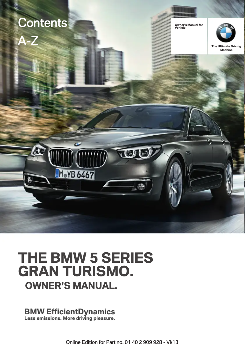 Page n°1 - Manuel utilisateur BMW 535i xDrive Gran Turismo (2014)