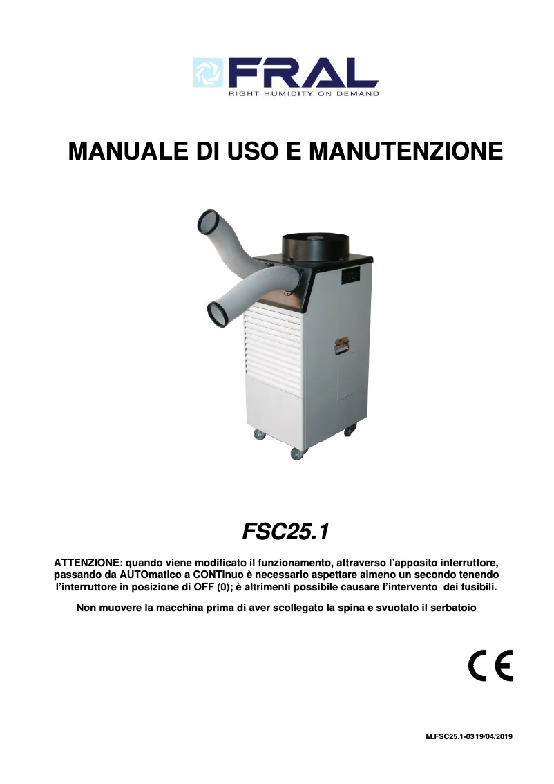 Page n°1 - Manuel utilisateur Fral FSC25.1