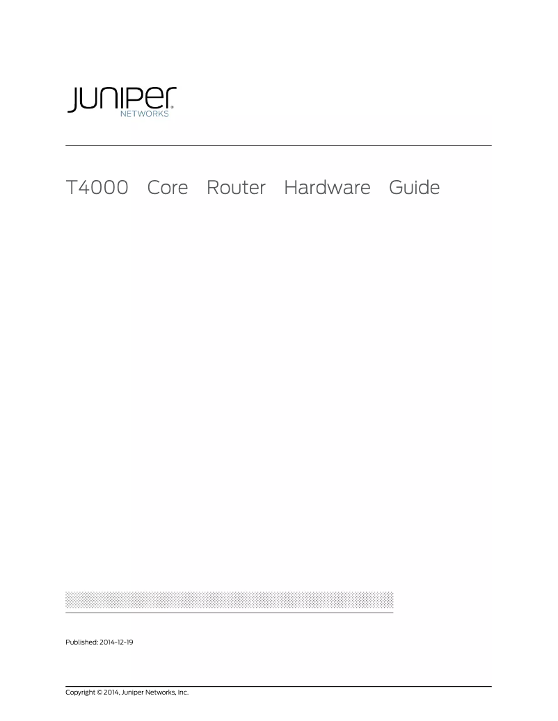 Page n°1 - Manuel utilisateur Juniper T4000