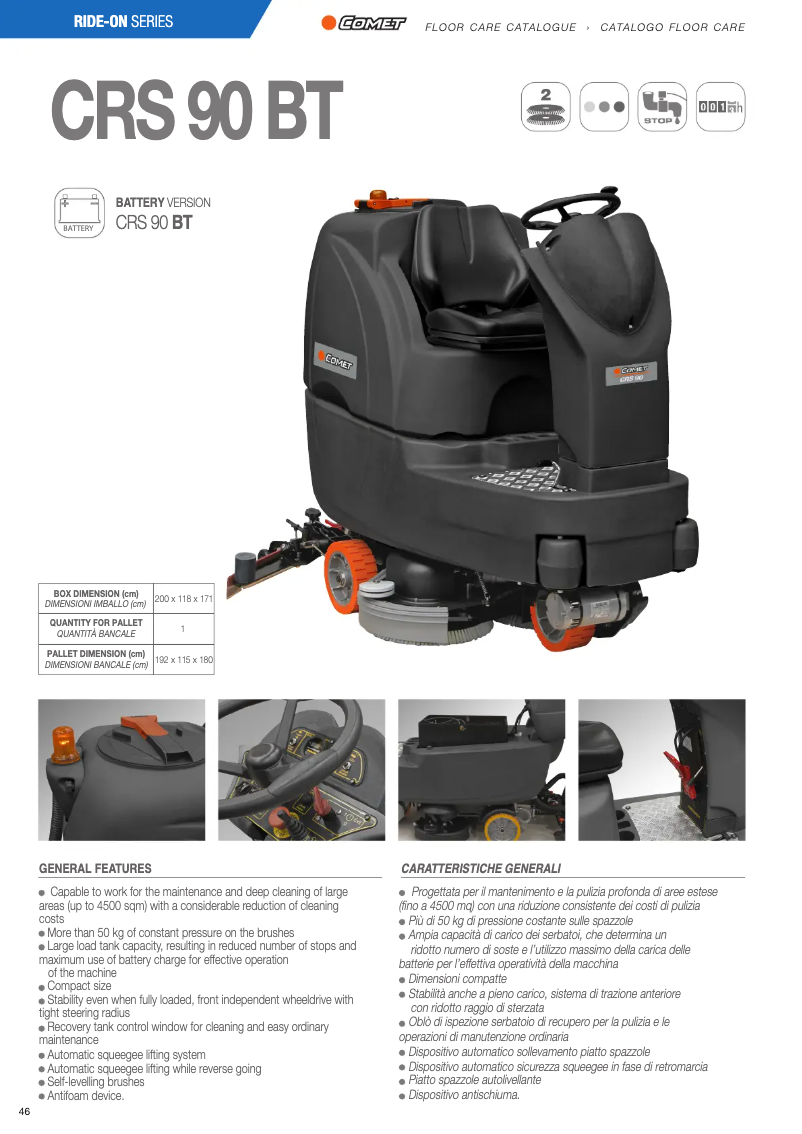 Página 1 del manual Ficha técnica Comet CRS 90 BT