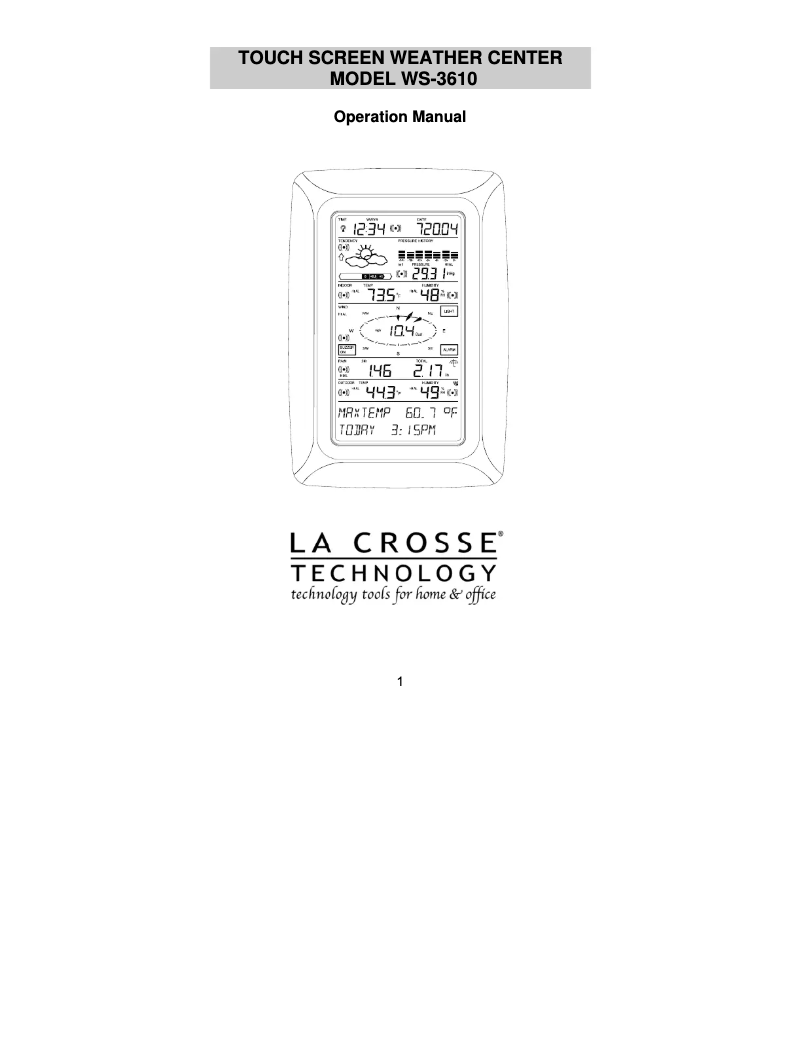 Page n°1 - Manuel utilisateur La Crosse Technology WS-3610U-AL