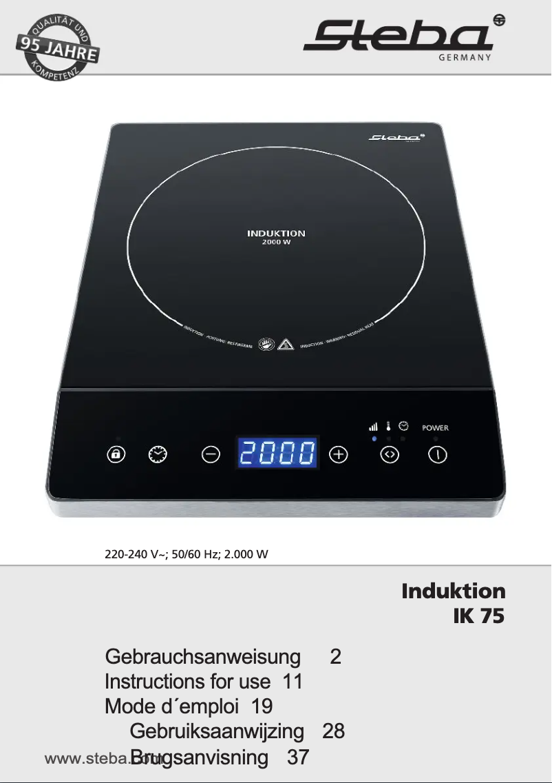 Page 1 de la notice Manuel utilisateur Steba IK 75