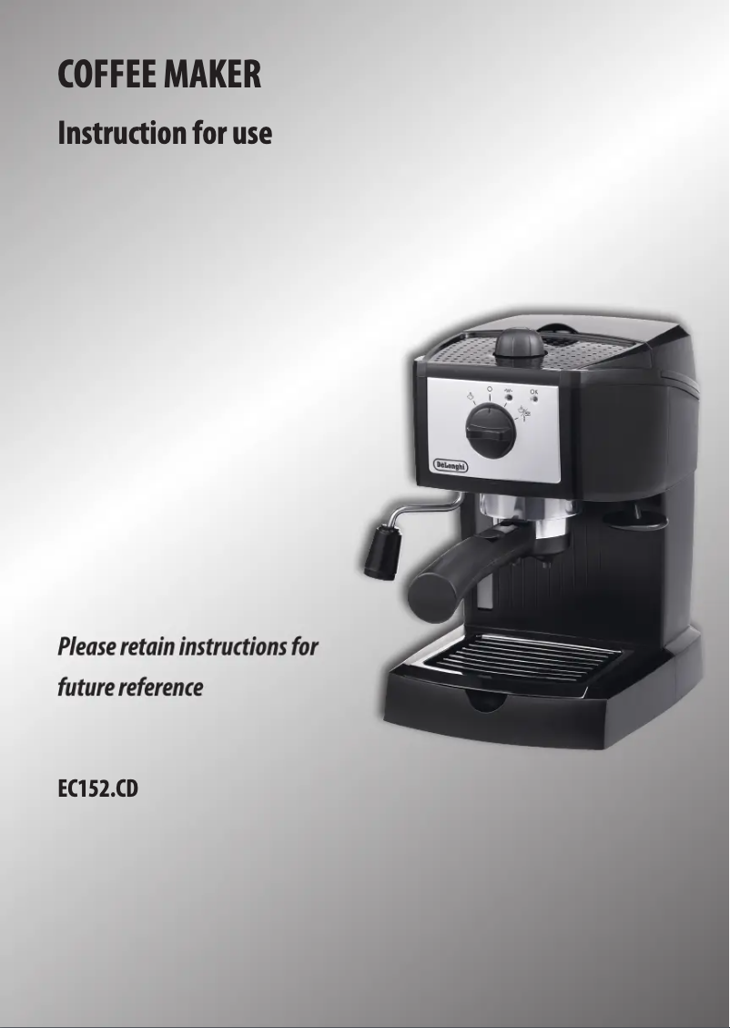 Page n°1 - Manuel utilisateur DeLonghi EC 152 CD