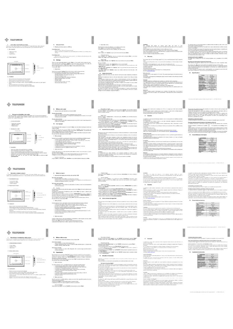 Página 1 del manual Manual de usuario Telefunken TF 72