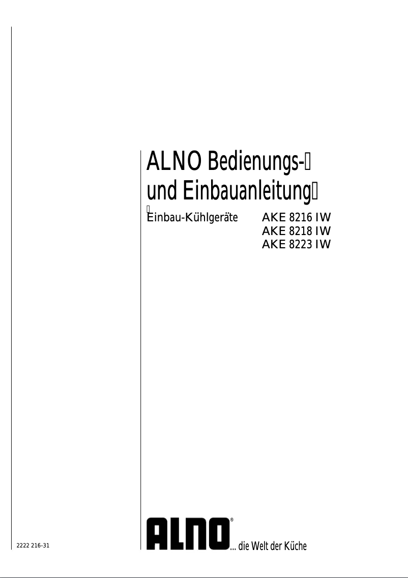 Page n°1 - Manuel utilisateur Alno AKE 8218 IW