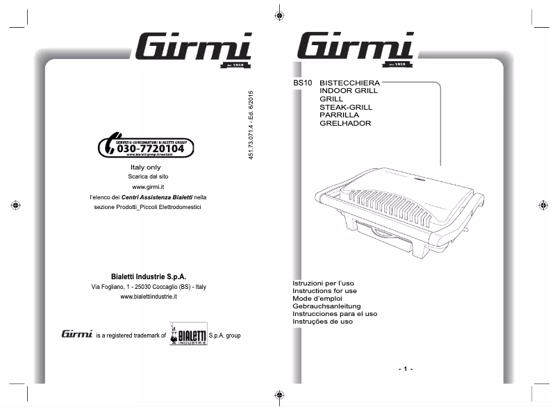 Page n°1 - Manuel utilisateur Bialetti BS10