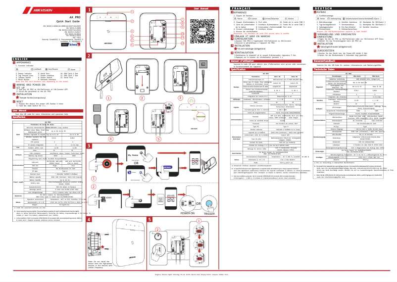 Página 1 del manual Guía de inicio rápido Hikvision DS-PWA64-L-WE