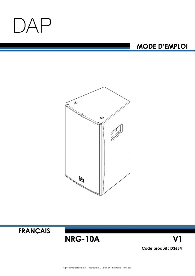 Page n°1 - Manuel utilisateur DAP-Audio NRG-10A