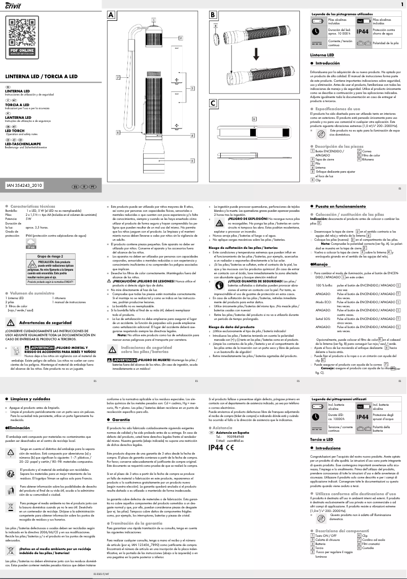 Page n°1 - Manuel utilisateur Crivit IAN 354243