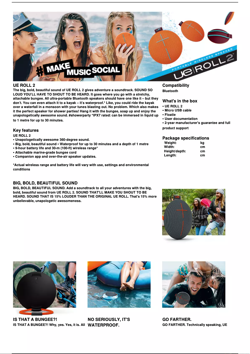 Page n°1 - Manuel utilisateur Ultimate Ears ROLL 2