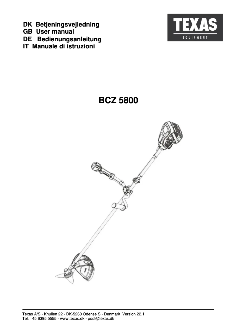 Page 1 de la notice Manuel utilisateur Texas BCZ 5800