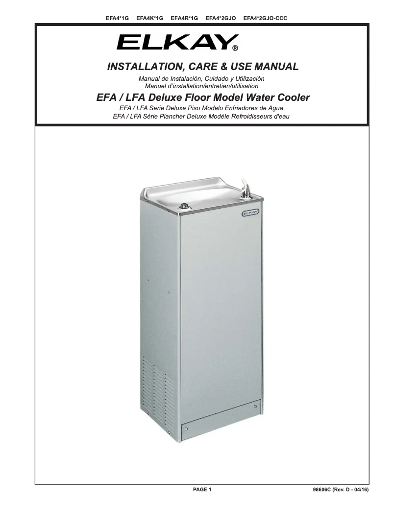 Page 1 de la notice Guide d'installation Elkay LKWOBG1415SS