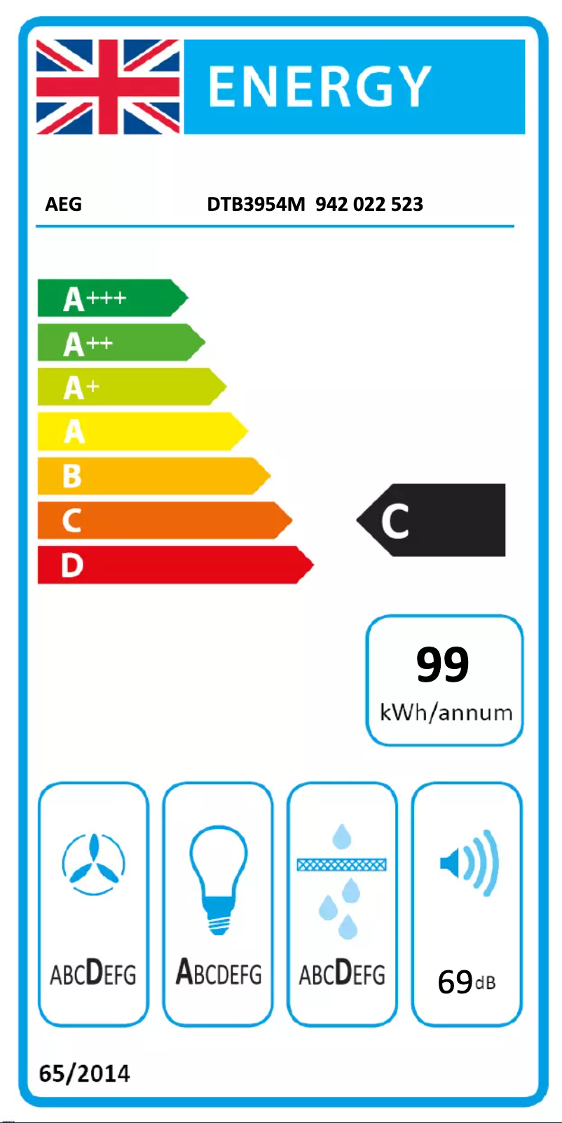 Page n°1 - Label énergétique AEG DTB3954M