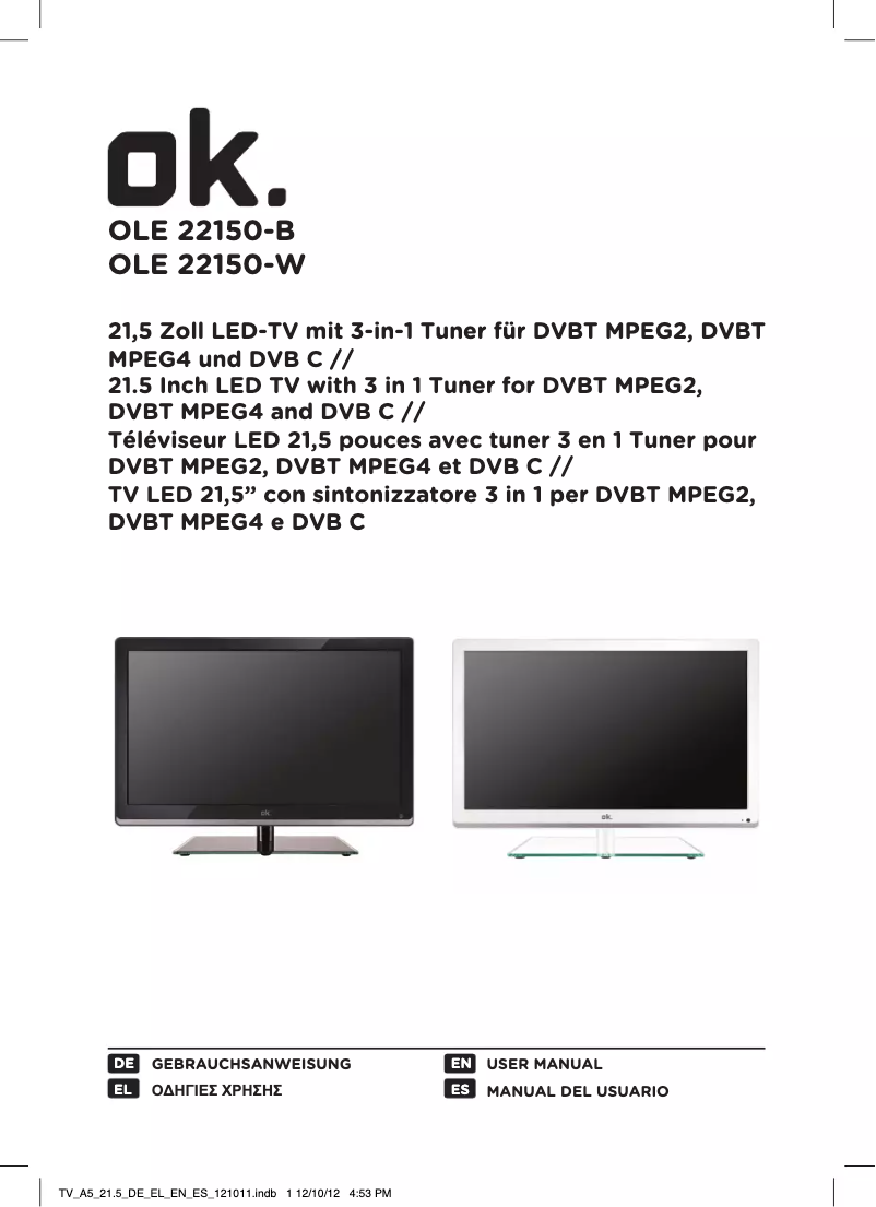 Page n°1 - Manuel utilisateur OK OLE 22150-B