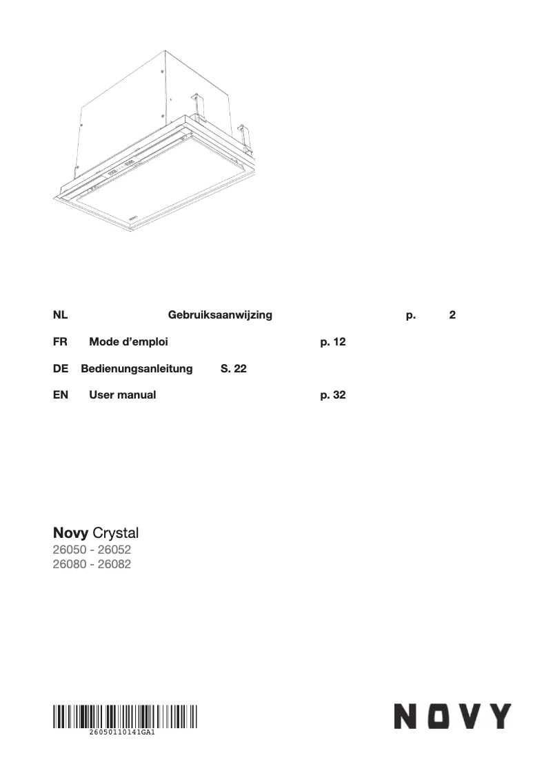 Page 1 de la notice Manuel utilisateur Novy Crystal 26080