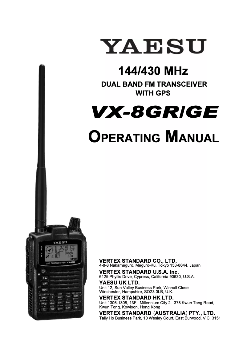 Página 1 del manual Manual de usuario Yaesu VX-8GE