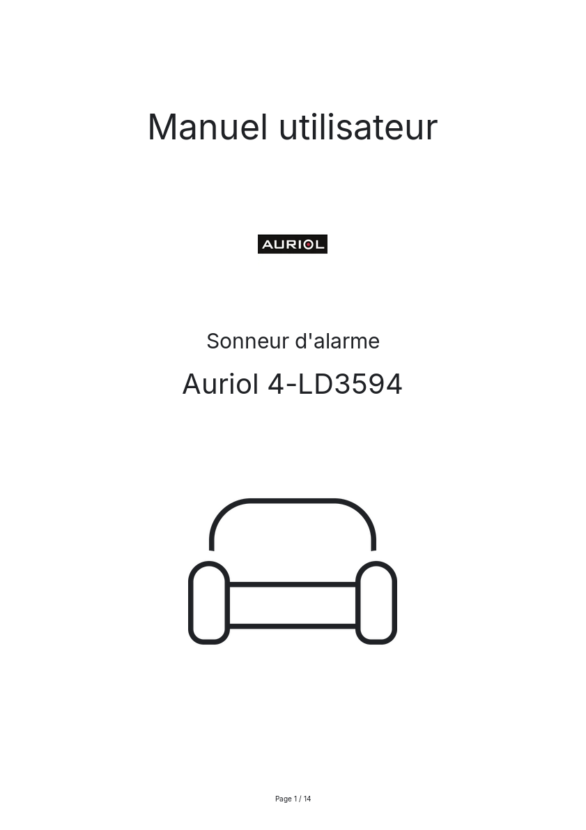 Page n°1 - Manuel utilisateur Auriol 4-LD3594