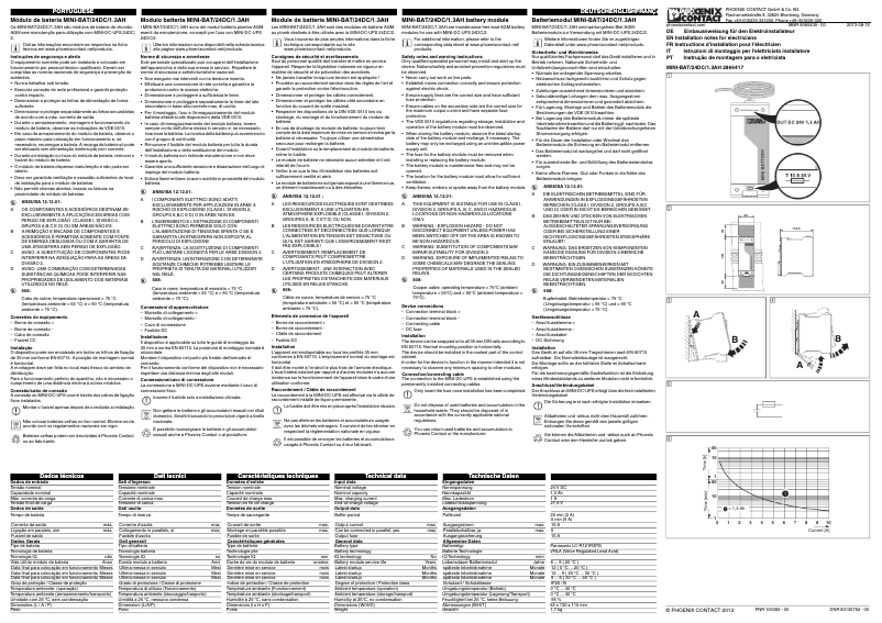 Page n°1 - Manuel utilisateur Phoenix Contact MINI-BAT/24DC/1.3AH